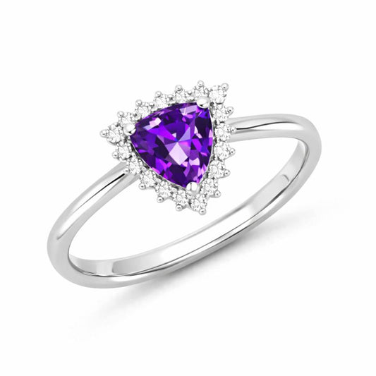 Amethyst Sterling Silver Ring With Cubic Zircon