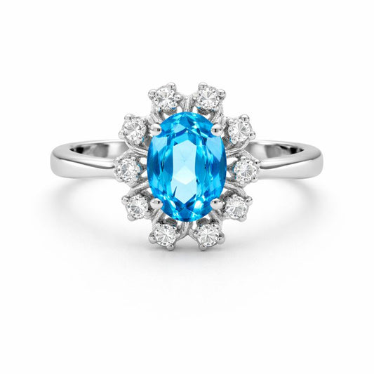 Blue Topaz Sterling Silver Ring