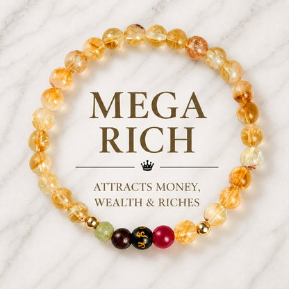 Citrine Mega Rich Lucky 7 Gemstone Bracelet With REAL Gold