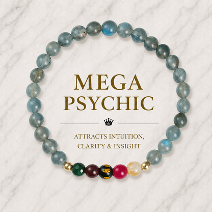Labradorite Mega Psychic Lucky 7 Gemstone Bracelet With REAL Gold