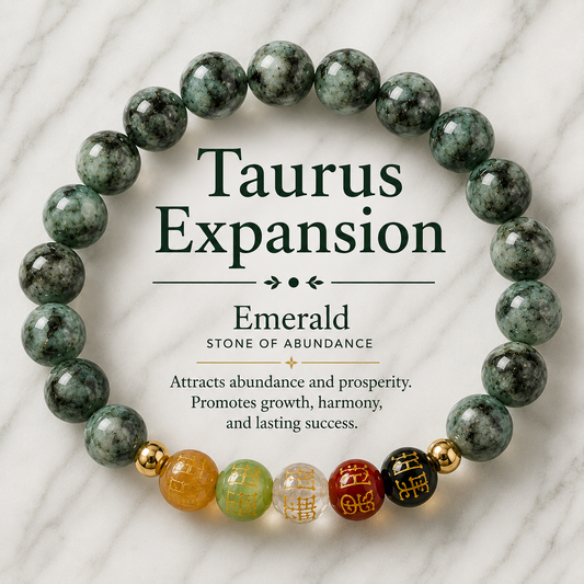 Taurus Expansion Bracelet Emerald with Real Gold