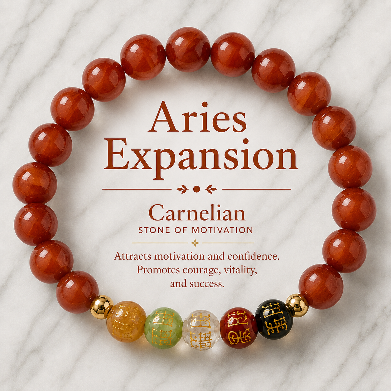 Aries Expansion Bracelet Carnelian with Real Gold