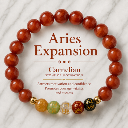 Aries Expansion Bracelet Carnelian with Real Gold