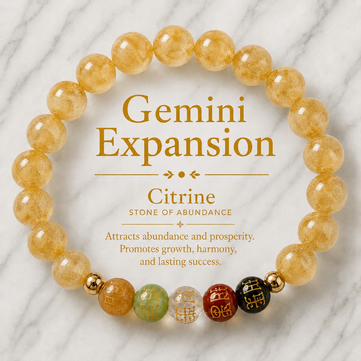 Gemini Expansion Bracelet Citrine with Real Gold