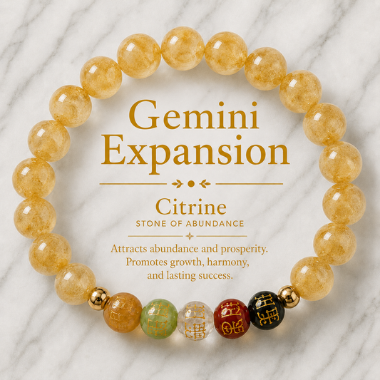 Gemini Expansion Bracelet Citrine with Real Gold