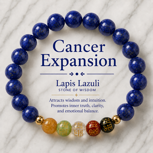 Cancer Expansion Bracelet Lapis Lazuli with Real Gold
