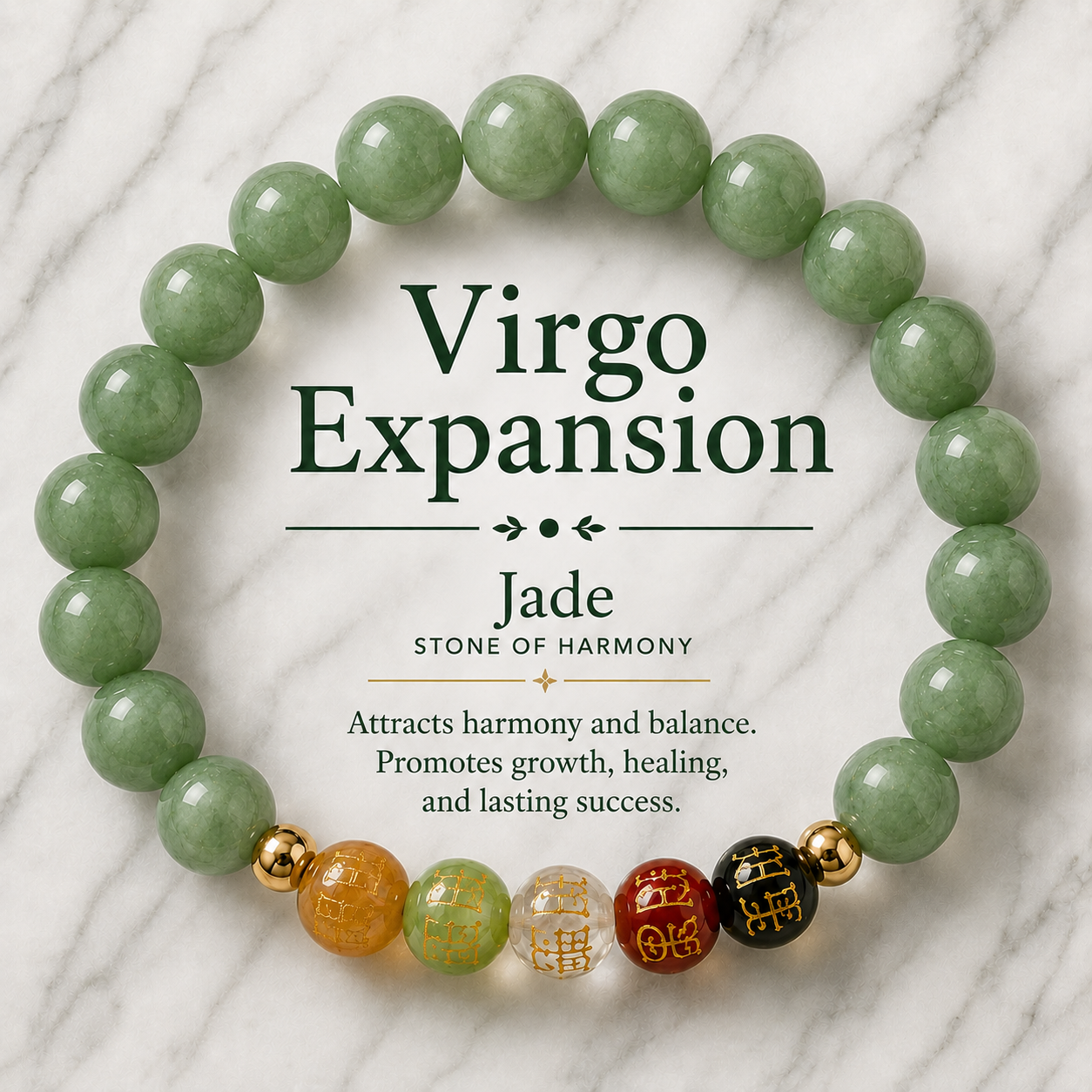 Virgo Expansion Bracelet Jade with Real Gold