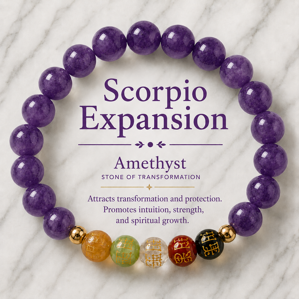 Scorpio Expansion Bracelet Amethyst with Real Gold