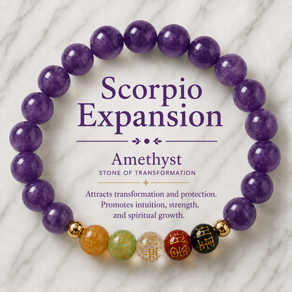 Scorpio Expansion Bracelet Amethyst with Real Gold
