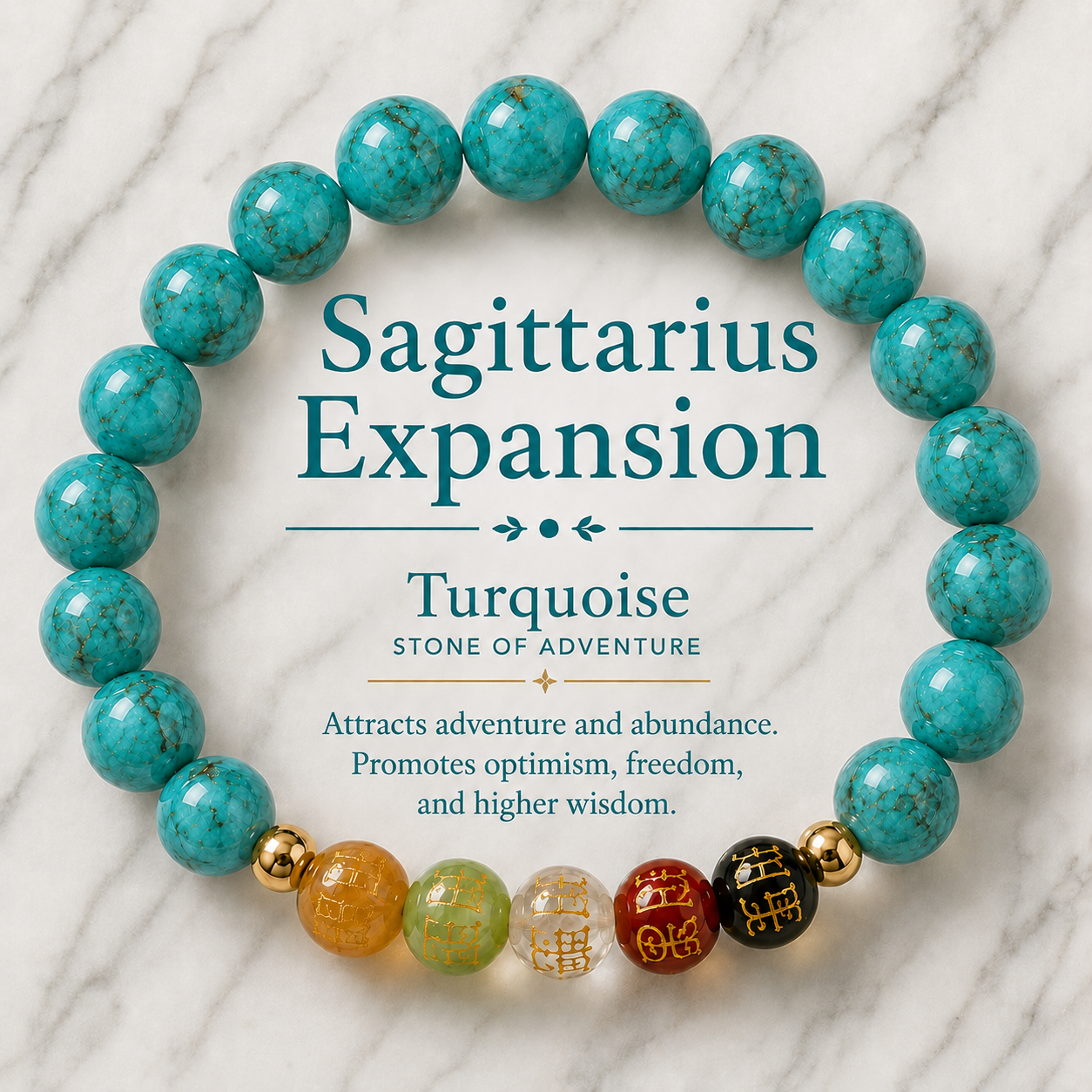 Sagittarius Expansion Bracelet Turquoise with Real Gold
