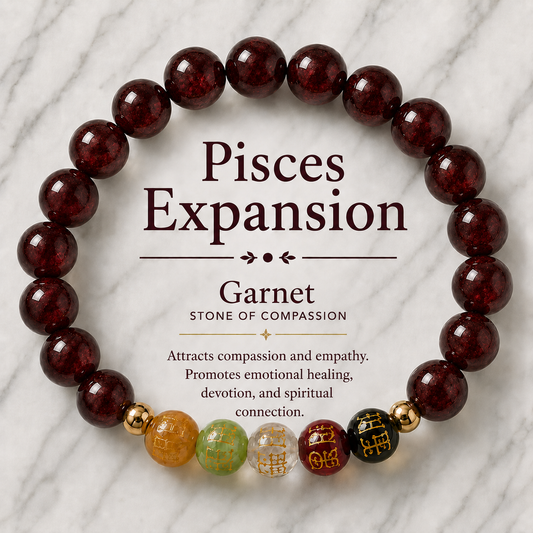 Pisces Expansion Bracelet Garnet with Real Gold