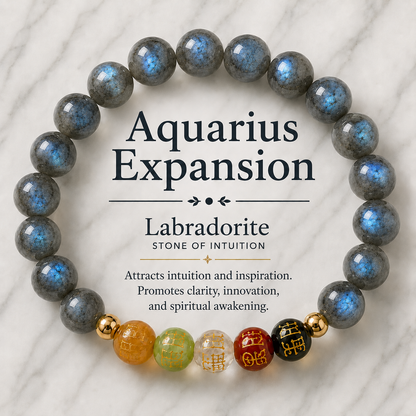 Aquarius Expansion Bracelet Labradorite with Real Gold