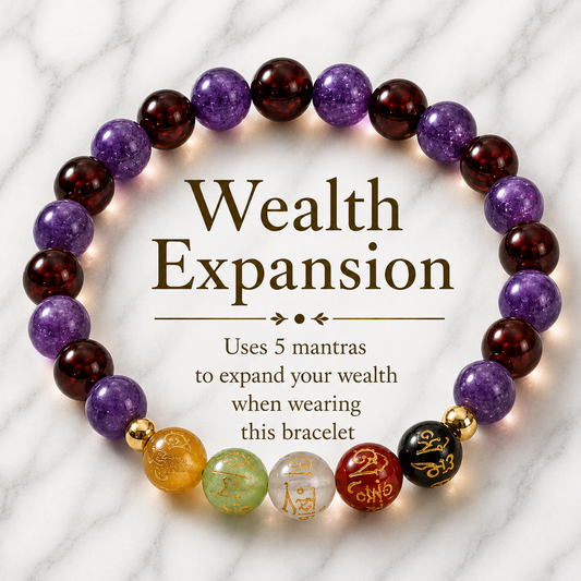 Wealth Expansion Bracelet Grade AA Garnet & Amethyst with Real Gold