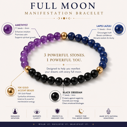 Full Moon Manifestation Bracelet with Real Gold