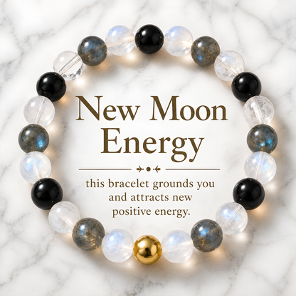 Wish Fulfillment New Moon Energy Bracelet with REAL Gold