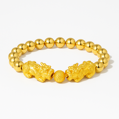 Gold Double Infinite Fortune Gold Filled Double Pixiu Feng Shui Bracelet