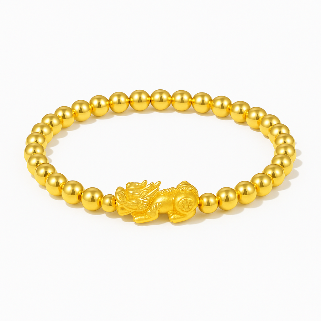 Gold Infinite Fortune Gold Filled  Pixiu Feng Shui Bracelet