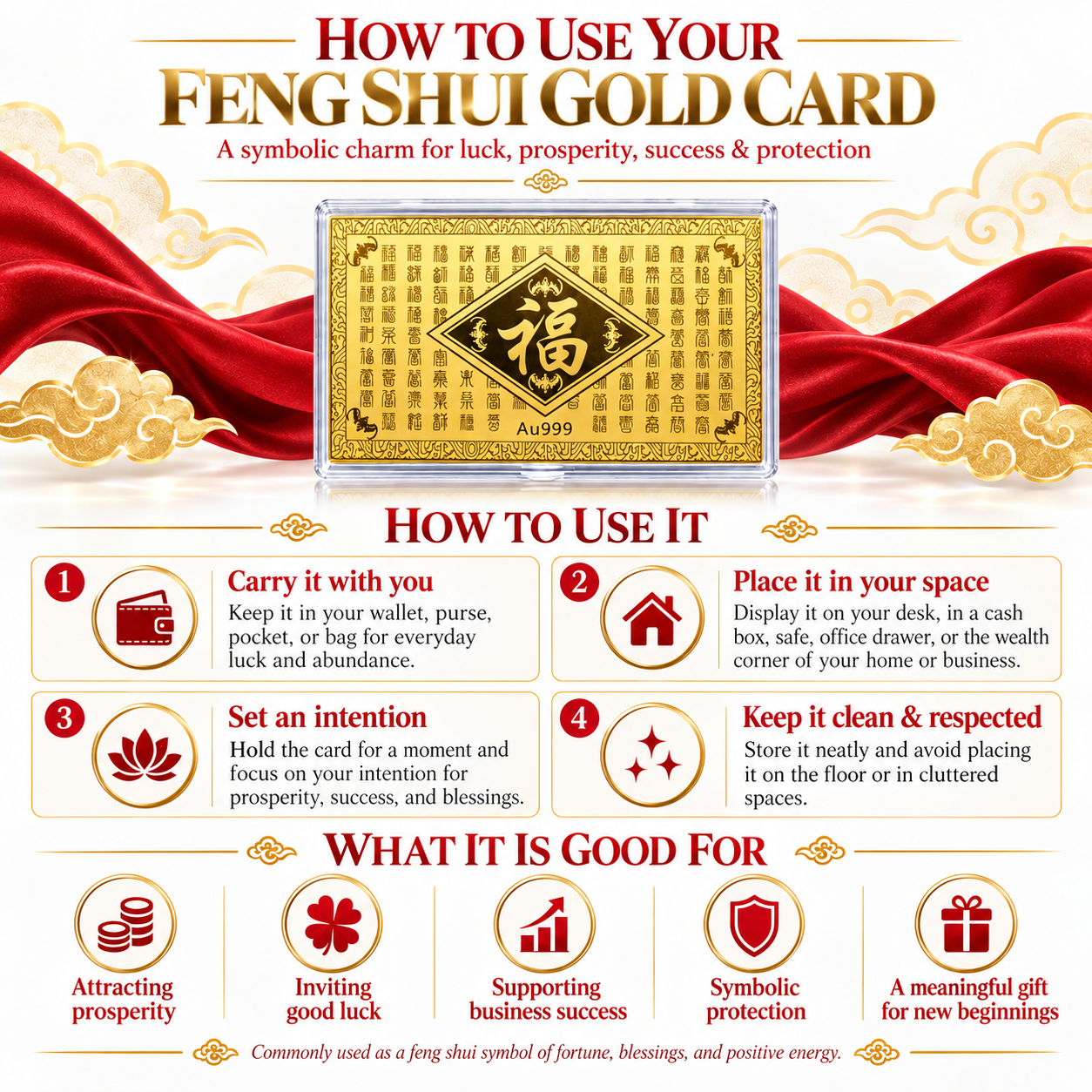 The Golden Card of Fortune and Wealth REAL 24k Gold
