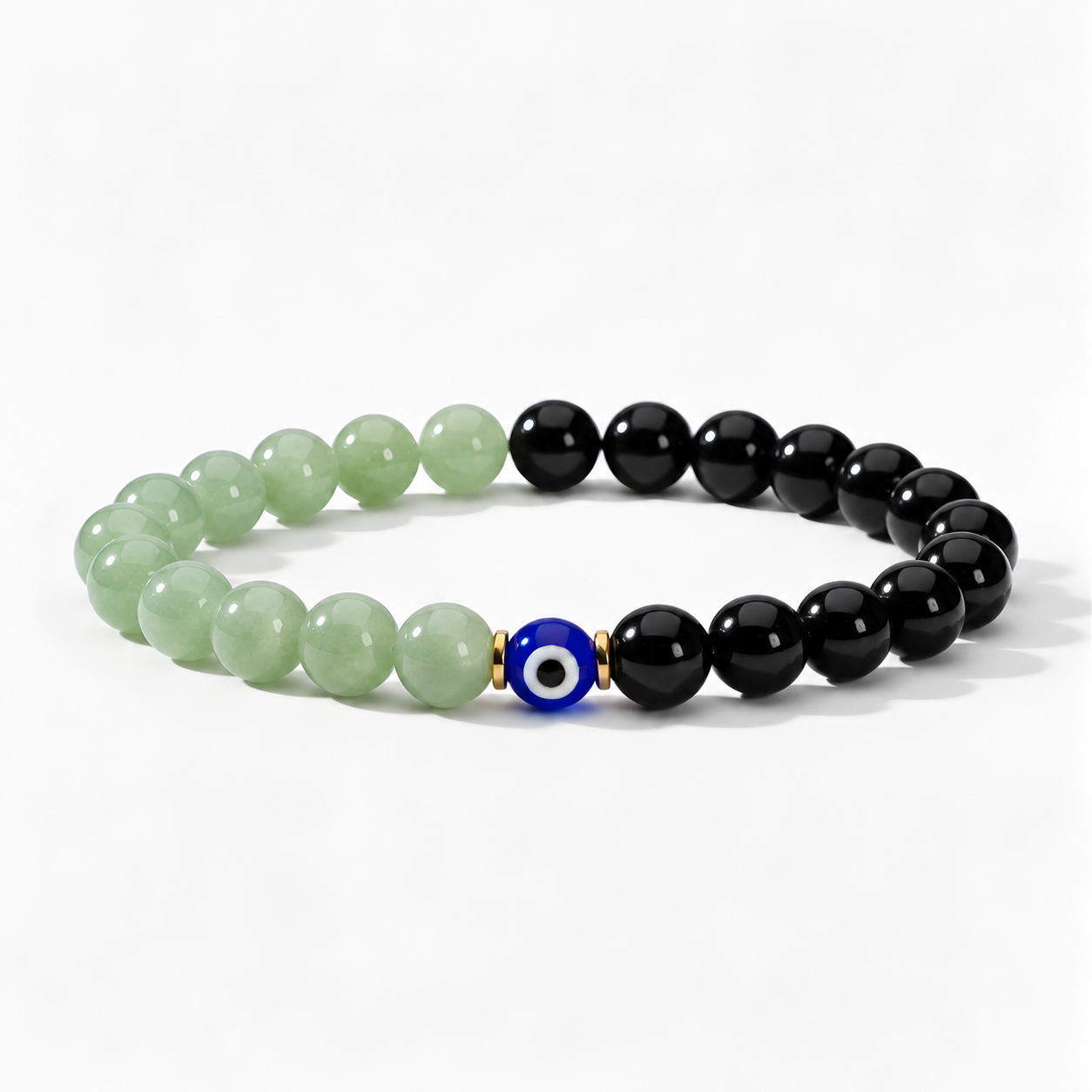 Eclipse Wealth Shield Black Obsidian and Jade Bracelet
