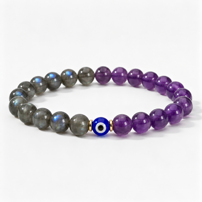 Mystic Eclipse Transformation Labradorite and Amethyst Bracelet