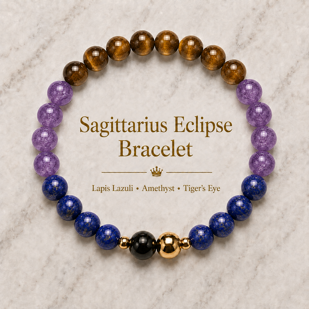 Sagittarius Eclipse Bracelet with REAL Gold