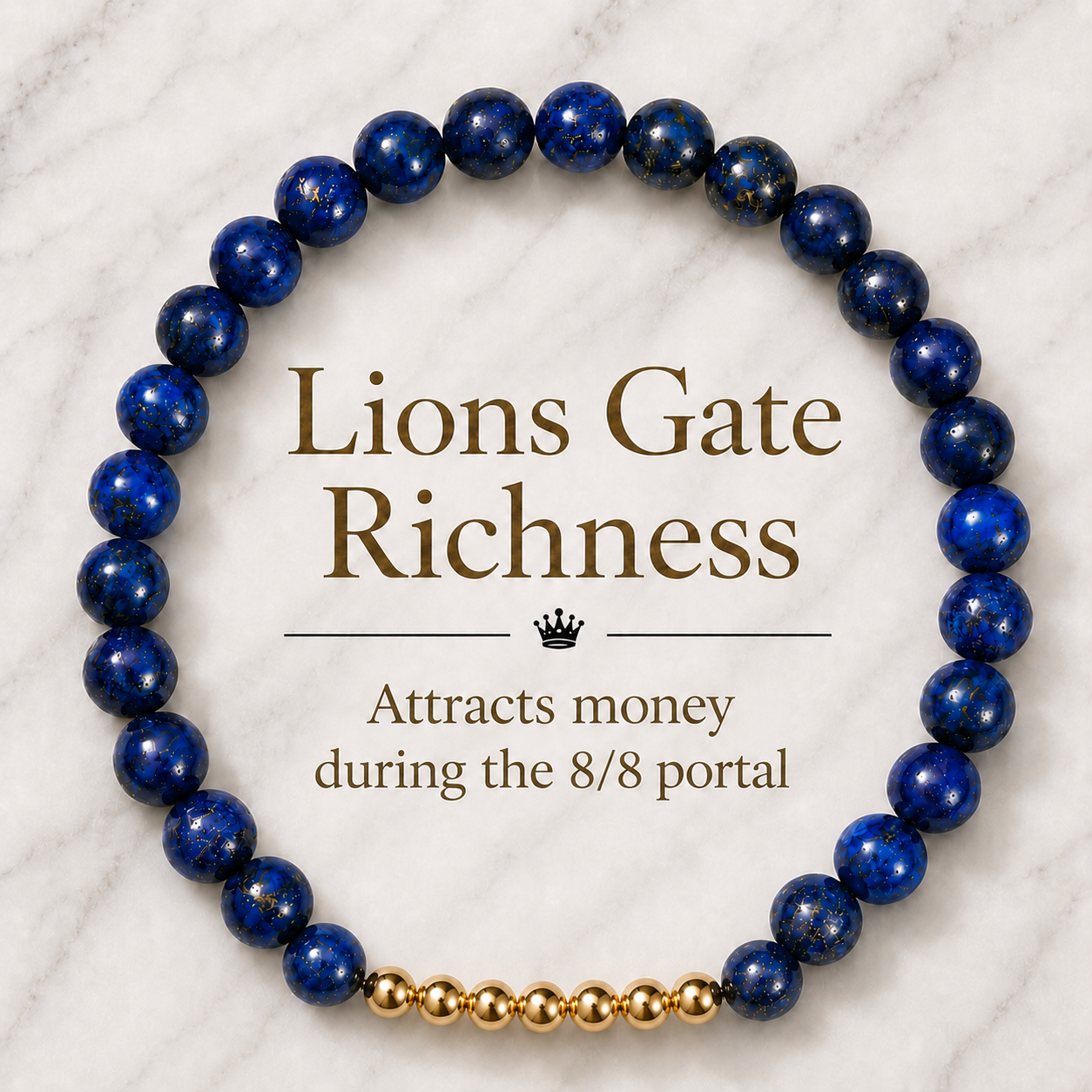 Lapis Lazuli Lions Gate 8/8 Richness Bracelet with REAL Gold