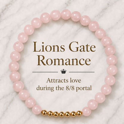 Rose Quartz Lions Gate 8/8 Romance Bracelet with REAL Gold