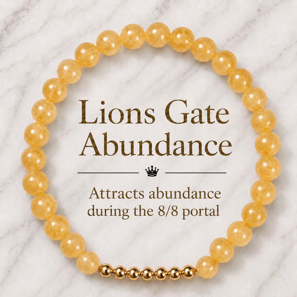 Citrine Lions Gate 8/8 Abundance Bracelet with REAL Gold