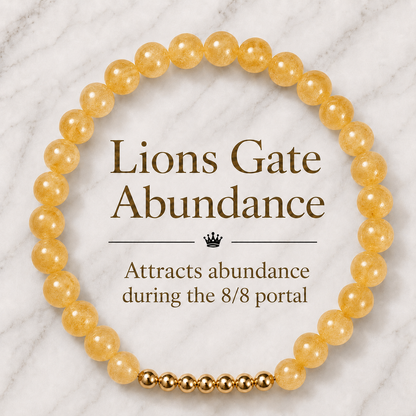 Citrine Lions Gate 8/8 Abundance Bracelet with REAL Gold