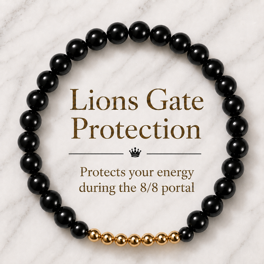 Black Obsidian Lions Gate 8/8 Protection Bracelet with REAL Gold