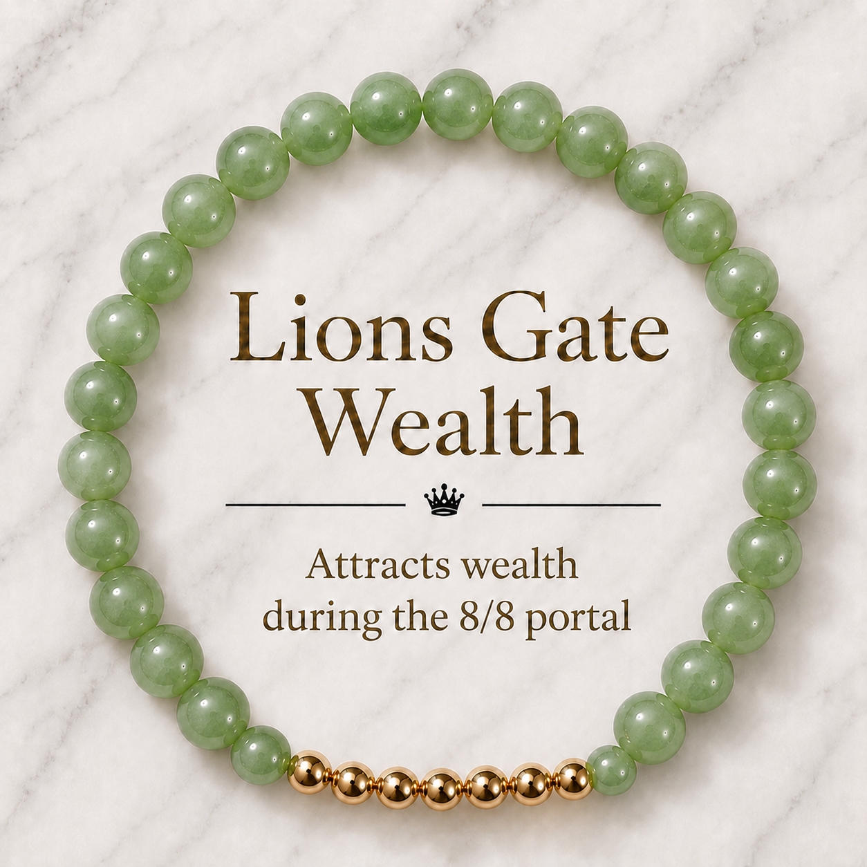 Jade Lions Gate 8/8 Wealth Bracelet with REAL Gold