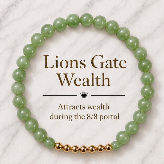 Jade Lions Gate 8/8 Wealth Bracelet with REAL Gold