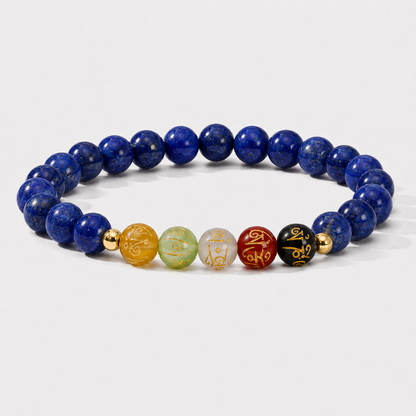Cancer Expansion Bracelet Lapis Lazuli with Real Gold