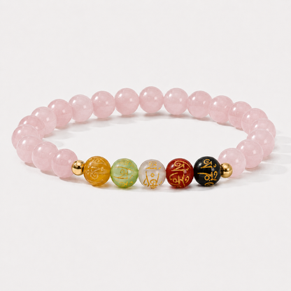 Libra Expansion Bracelet Rose Quartz with Real Gold