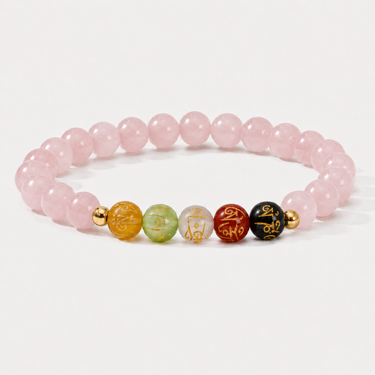 Libra Expansion Bracelet Rose Quartz with Real Gold