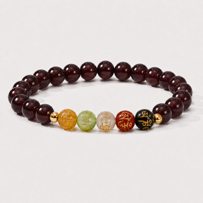 Pisces Expansion Bracelet Garnet with Real Gold