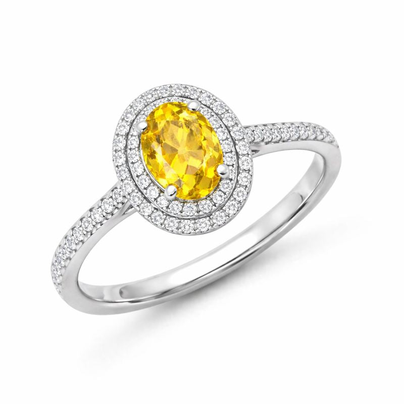 Oval Natural Grade A Citrine with Cubic Zirconia Sterling Silver Classic Ring