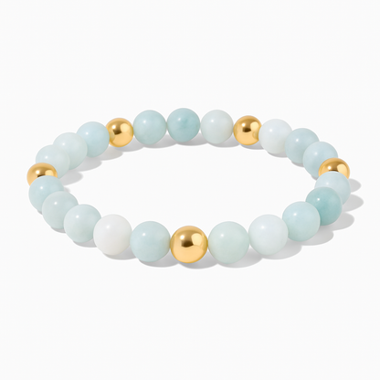 Elevated Health Bracelet with REAL Gold Beads and Aquamarine