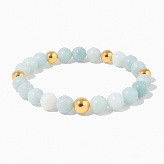 Elevated Health Bracelet with REAL Gold Beads and Aquamarine