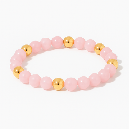 Elevated Love Bracelet with REAL Gold Beads and Rose Quartz