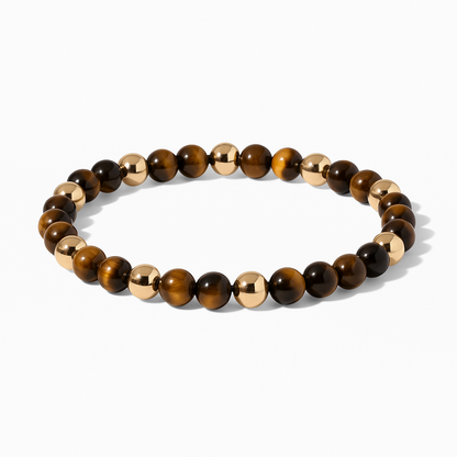 Elevated Power Bracelet with REAL Gold Beads and Tigers Eye