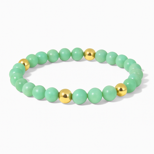 Elevated Abundance Bracelet with REAL Gold Beads and Emerald