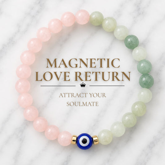 Magnetic Love Return Bracelet Rose Quartz Jade Evil Eye Protection