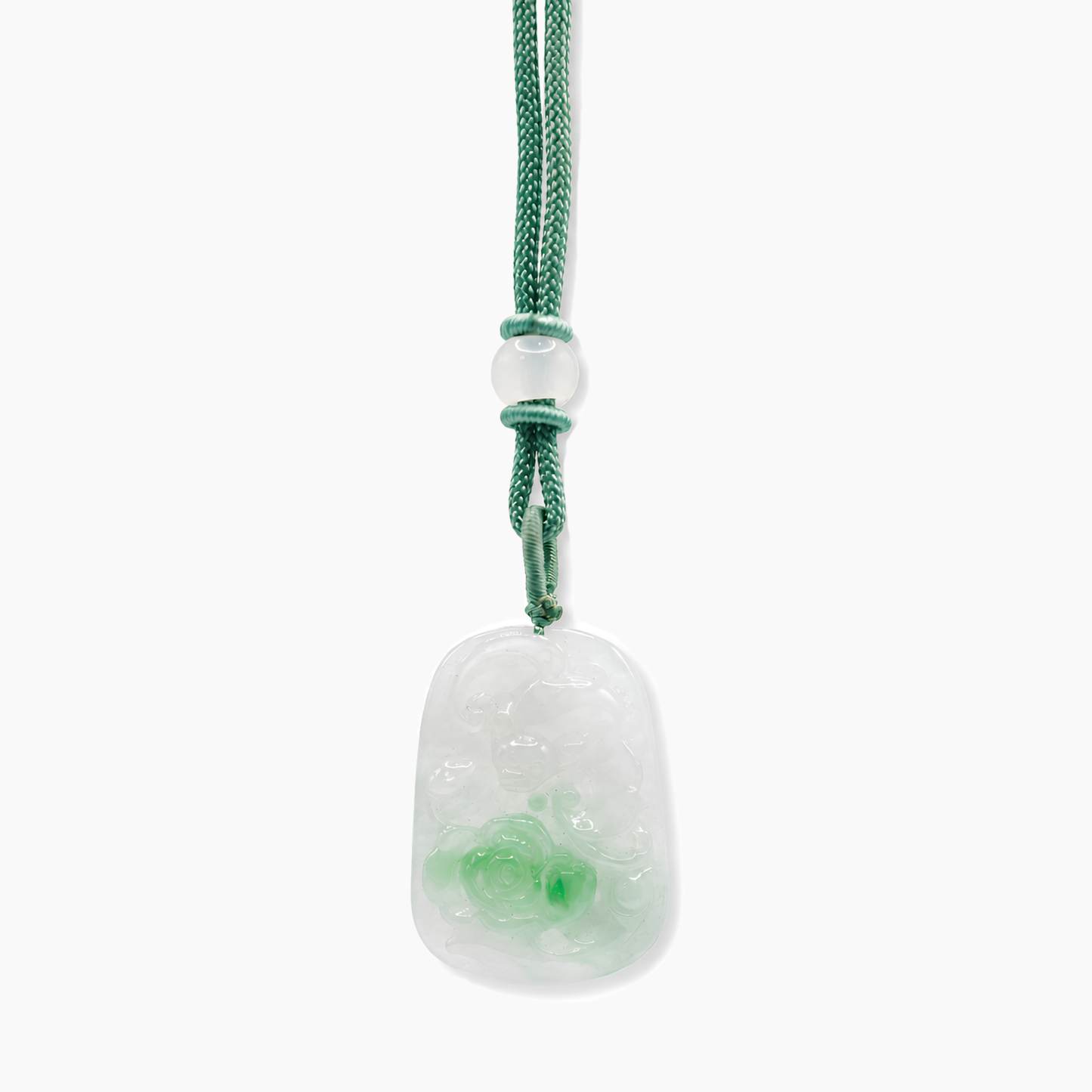 Genuine Grade AA White Jade Jadeite Flower Pendant (HIGH QUALITY)