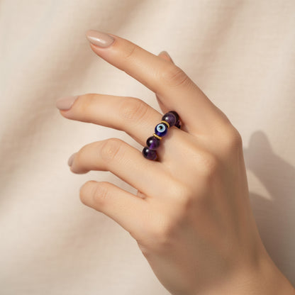 The Third Eye Amethyst Evil Eye Ring