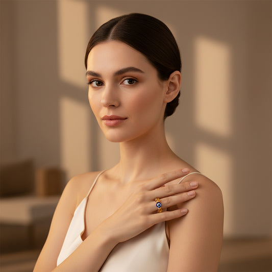 The Golden Magnet Citrine Evil Eye Ring