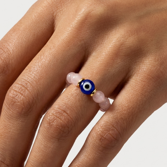 The Love Spell Rose Quartz Evil Eye Ring