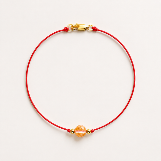 Citrine Red Thread Bracelet With Real Gold