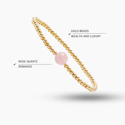 Aquarius Golden Zodiac Rose Quartz 2026 Bracelet REAL Gold
