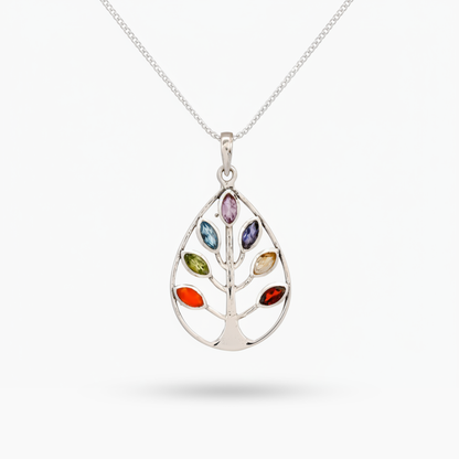 Tree Of Life Sterling Silver Gemstone Necklace